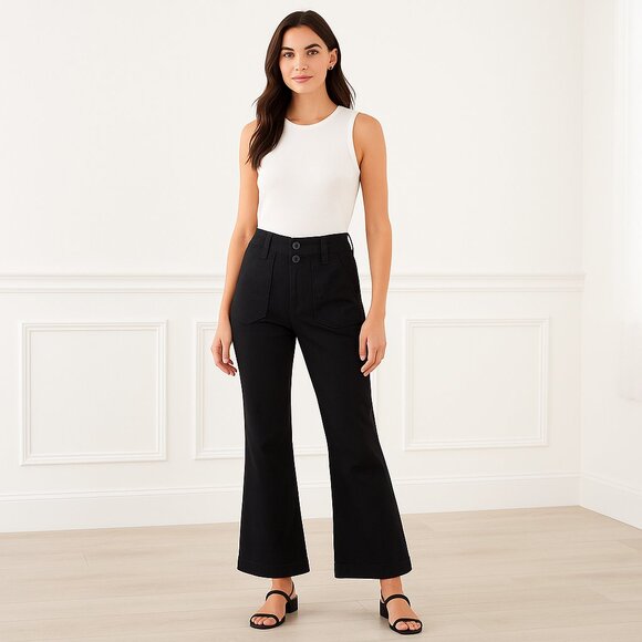 Maeve by Anthropologie The Naomi Pants Black High Rise Flare Size 4 NWT - Picture 16 of 16